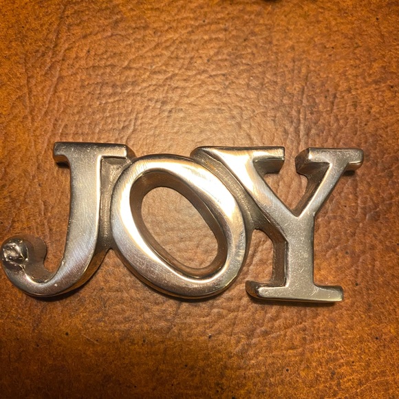 EUC Rare! Retired pieces Mariposa Silver beaded napkin box w/JOY napkin weight - Picture 4 of 16